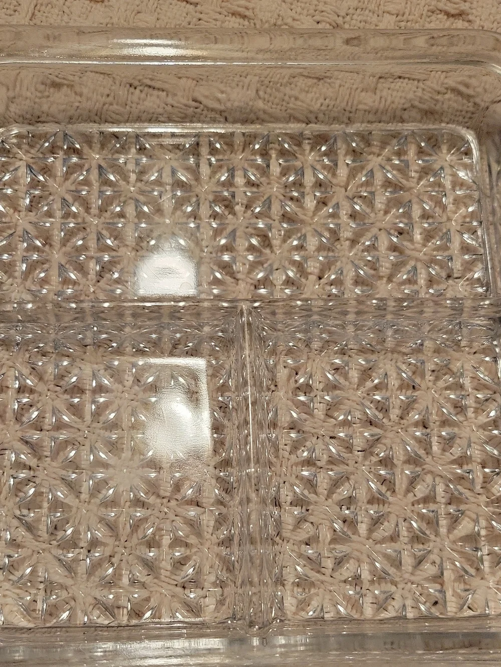 Vintage Anchor Hocking Clear Glass Divided Serving Dish with Handles